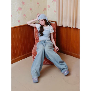 Cintage x Punchrakmeow CT2196 กางเกงยีนส์ขายาวbaggy2257