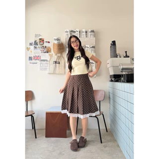 พร้อมส่ง📌กระโปรงอัดจีบพรีสแต่งขอบลูกไม้🌟สไตล์ 'Preppy' ที่กำลังมาแรง! 🎓" กระโปรงรุ่นนี้คือตอบโจทย์