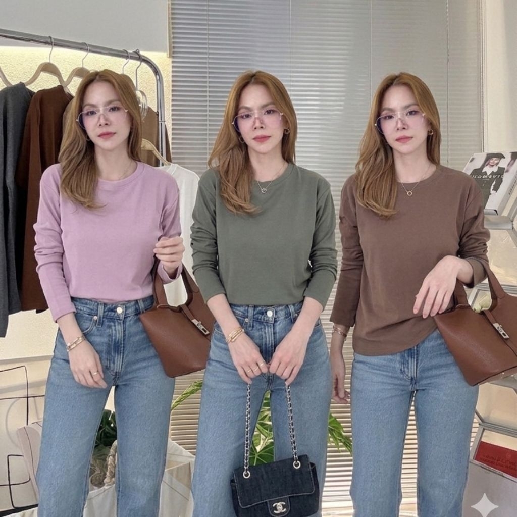 Deezyy เสื้อยืดแขนยาวคอกลมBasic ผ้าCotton Supersoftมูจิ