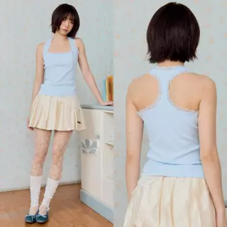 (พร้อมส่ง)Bemingtop754(XS-3XL) - Lila Tank Top เสื้อกล้ามลูกไม้(โพส2)