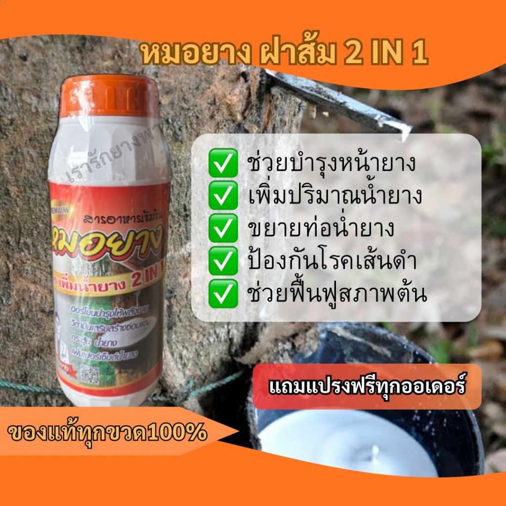 หมอยาง ฝาส้ม 2 IN 1 ขนาด 1,000 CC สูตรเข้มขึ้นเพิ่มเปอร์เซ็นต์น้ำยาง (แถมแปรงฟรีทุกออเดอร์)