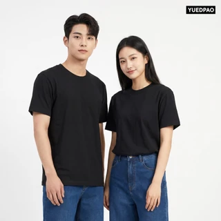 Yuedpao Ultrasoft Non-Iron (Unisex) - Round Neck สี Black เสื้อยืดคอกลม สีดำ ผ้านุ่ม ใส่สบาย ไม่ย้วย ยับยาก ไม่ต้องรีด