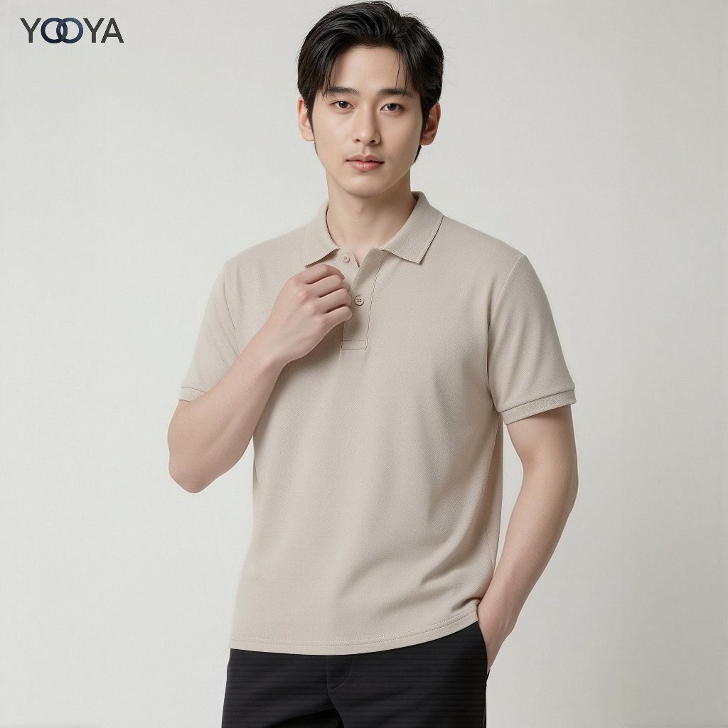 YOOYA เสื้อโปโลแขนสั้น แฟชั่นชาย สไตล์ญี่ปุ่น-เกาหลี มินิมอล ไอเทมแนะนำหน้าร้อน ใส่สบาย ไม่ร้อน