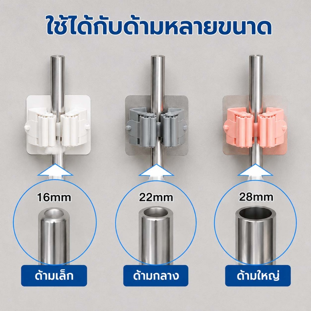 ThaiHome ที่หนีบติดผนัง ตัวหนีบติดผนัง ที่หนีบไม้กวาด ที่หนีบไม้ถูพื้น ที่แขวนไม้กวาด ที่แขวนไม้กวาดติดผนัง ไม้ถูพื้น ราคา ถูกที่สุด ดีลบีเคเค แกลเลอรีภาพที่ 9