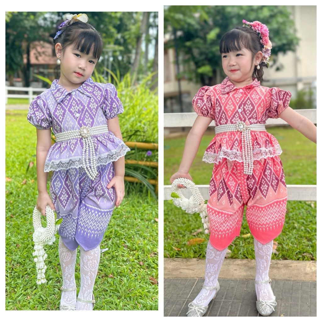 ชุดไทยเด็ก   รุ่นใหม่ สีละมุน พาสเทลง
