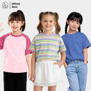 Patt Mom เสื้อยืดเด็ก เสื้อยืดแขนสั้นเด็ก เสื้อผ้าแฟชั่นเด็ก สไตล์มินิมอล สำหรับเด็กผู้หญิง อายุ3-14ปี ใส่สบายผ้านุ่ม