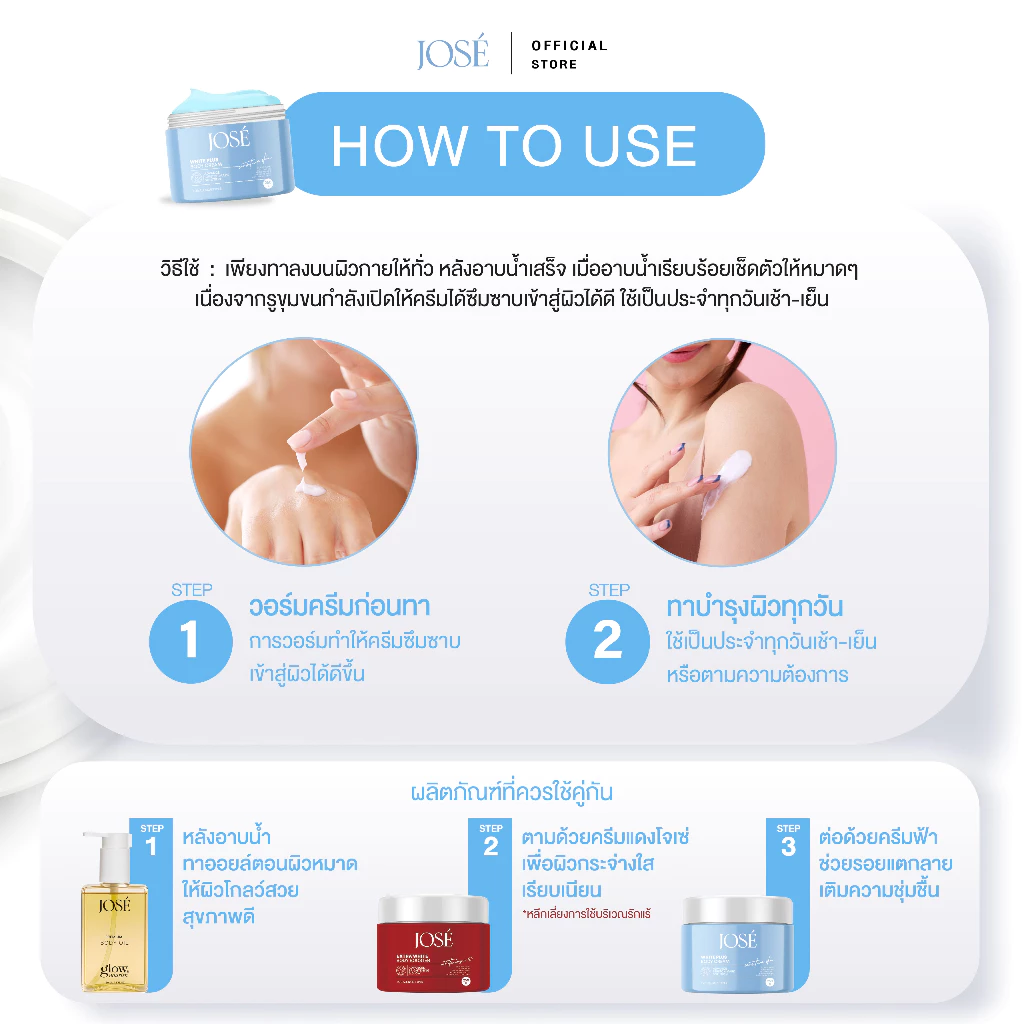 [บริษัทโดยตรง] - JOSE WHITE PLUS BODY CREAM ครีมโจเซ่ ไวท์ พลัส ครีมบำรุงผิวกาย ขนาด 250 กรัม (แพ็กเกจใหม่) thumbnail 5