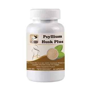 [1แถม1] Psyllium Husk Plus ไซเลี่ยมฮัสก์ พลัส ตรา บลูเบิร์ด ขนาด 1100 มิลลิกรัม 60 แคปซูล