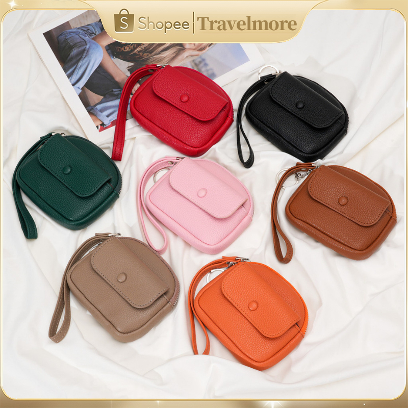 สีทึบเรียบง่ายมินิผู้หญิงกระเป๋าหลายบัตรกรณีความจุขนาดใหญ่กระเป๋าใส่เหรียญแบบพกพา