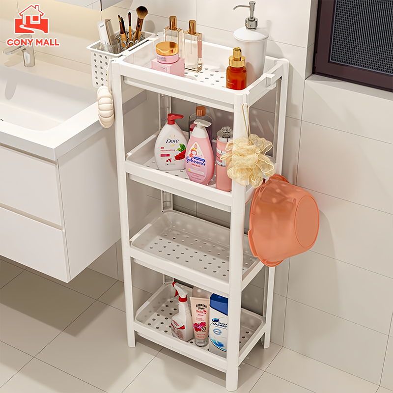 CONY ชั้นวางของพลาสติก 3/4 ชั้นในห้องน้ำ มีรูระบายน้ำ กันน้ำ กันรา แข็งแรง วางของอเนกประสงค์