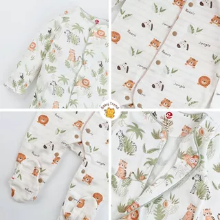 Elegant Kids ชุดลูกชาย 0-12 เดือน ชุดหมีคลุมเท้า+ผ้ากันเปื้อน Safari Bamboo Collection | Babytrend