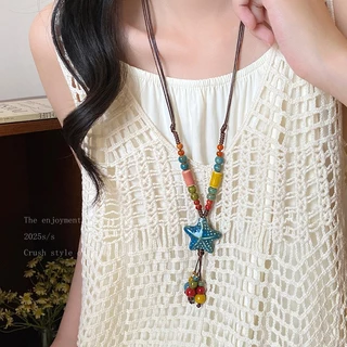 🍄COD🍄สร้อยคอเซรามิก necklace น่ารัก จี้ เห็ด แฟชั่น ลูกปัด สำหรับผู้หญิง หลากสี ส่งเร็ว
