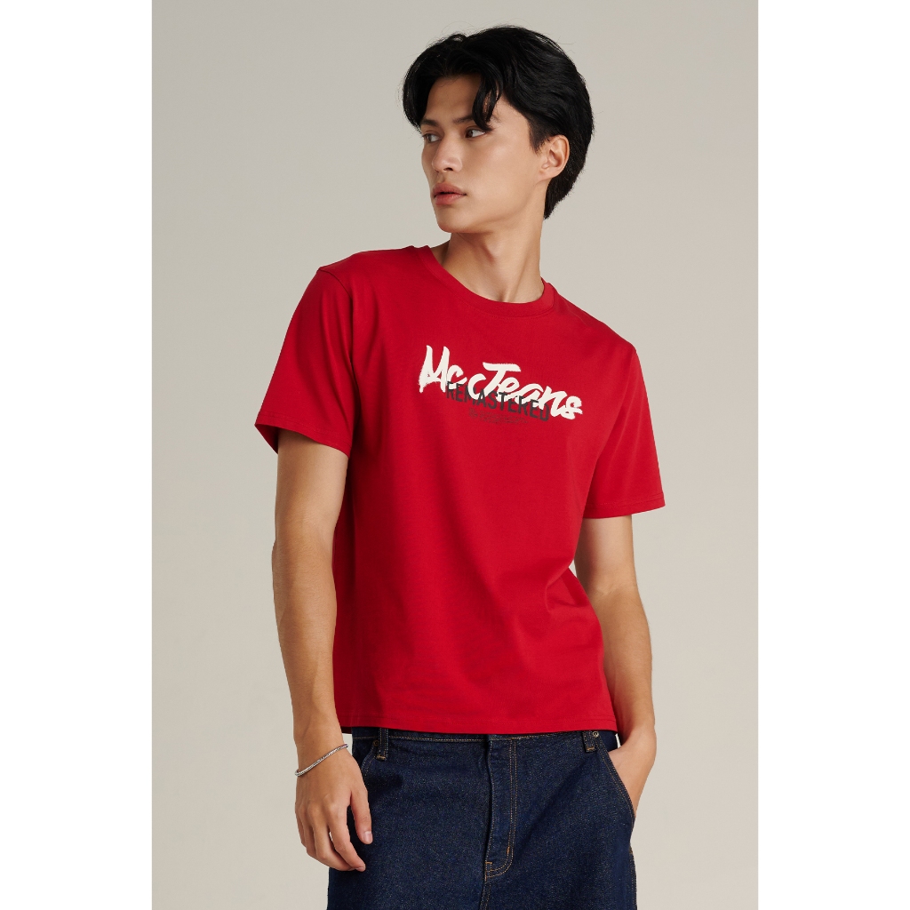 Mc JEANS (แม็คยีนส์) เสื้อยืดผู้ชาย เสื้อยืดแขนสั้น ทรงสลิม Slim Fit T-Shirt มีให้เลือก 2 สี MTTZB82
