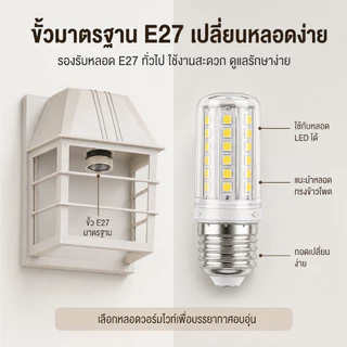 โคมไฟผนังภายนอก สไตล์ยุโรป ขั้ว E27 กันแดดกันฝน สำหรับหน้าบ้าน ระเบียง ทางเดิน