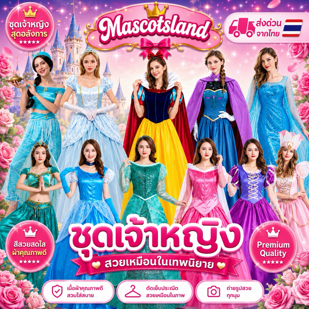 ชุดเจ้าหญิง👸🏼ชุดเจ้าชาย🤴🏻มีสินค้าพร้อมส่งทุกแบบ