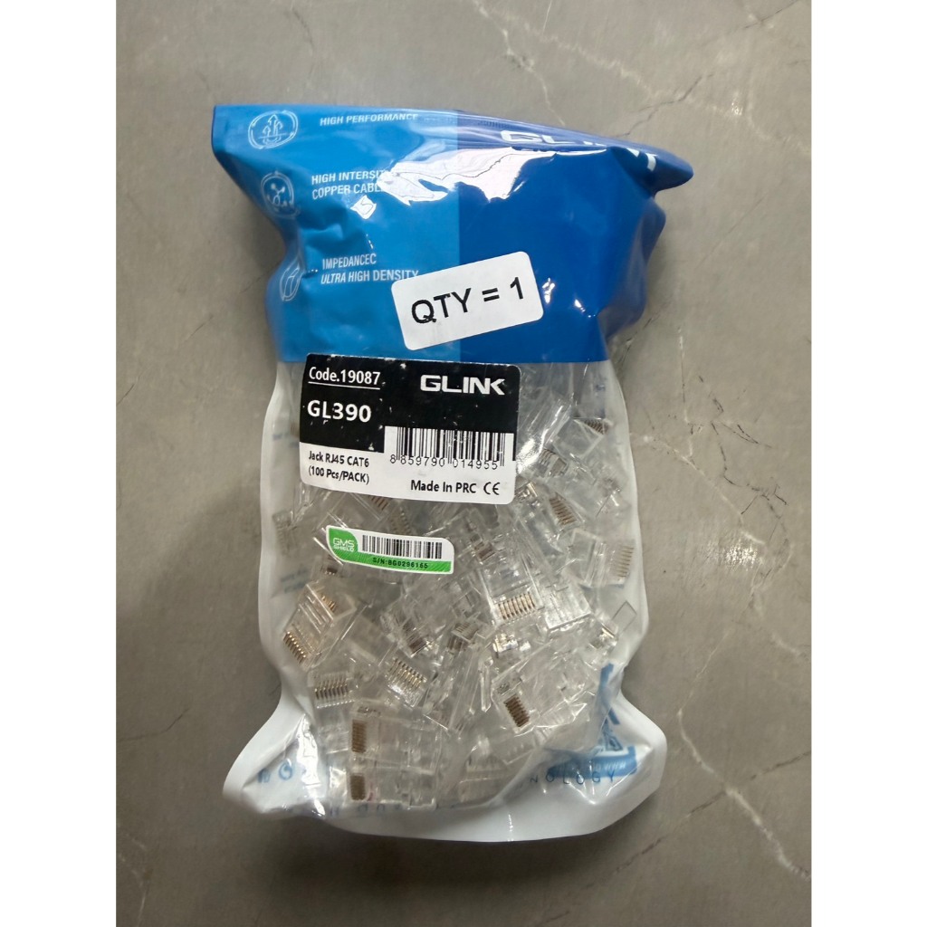 หัวแลน Glink CAT6 GL390 (ถุงละ 100 หัว)