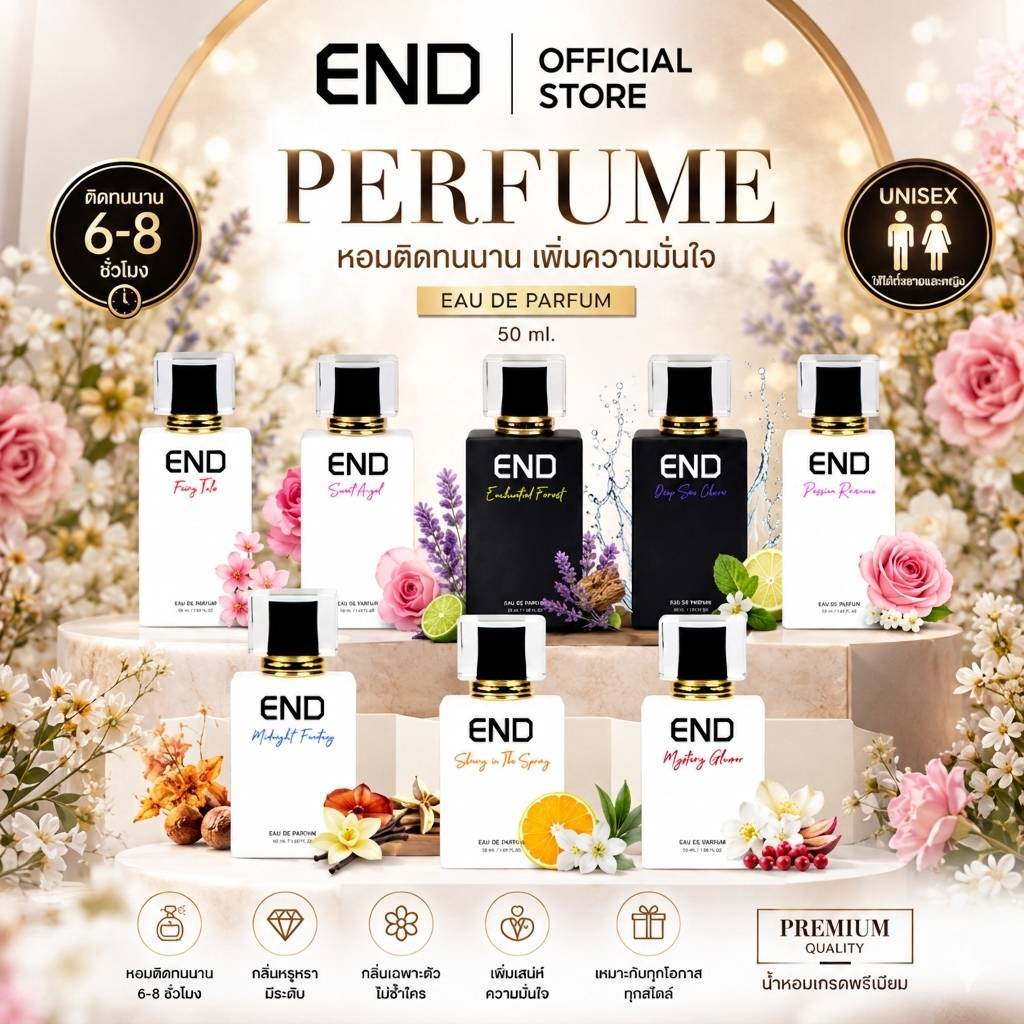 END น้ำหอม น้ำหอมผู้หญิง น้ำหอมผู้ชาย Unisex กลิ่นหอม ติดทนนาน ไม่ฉุน ไม่เวียนหัว Perfume EDT 50 ml