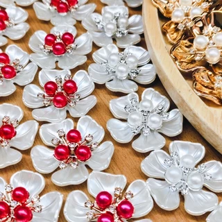 เครื่องประดับไข่มุก พลอยเทียม รูปดอกแฮนด์เมด Diy 1 ชิ้น ส่งด่วนจากไทย