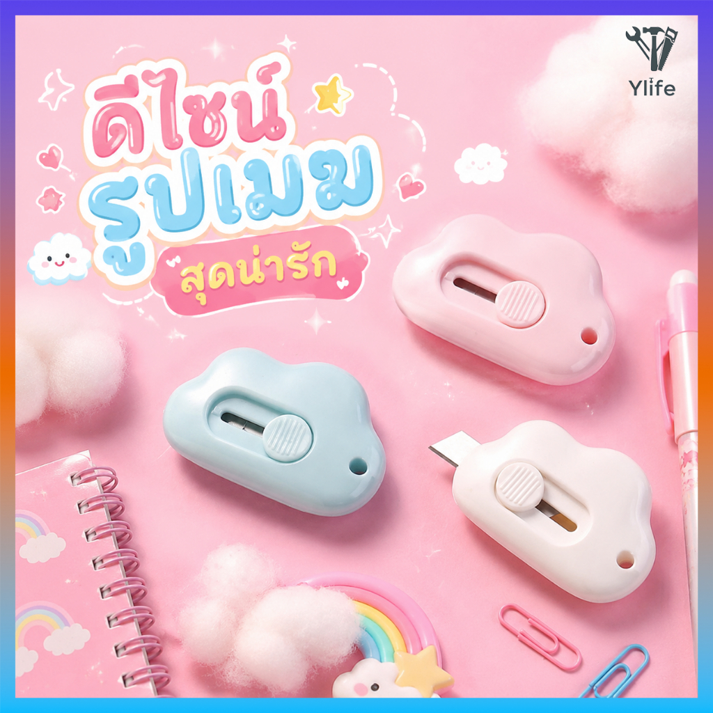 😍Ylife คัตเตอร์ก้อนเมฆ คัดเตอร์จิ๋ว คัตเตอร์ตัดกระดาษ