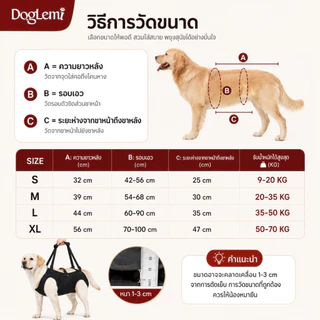 【Doglemi】สายรัดพยุงเดินสุนัข เสื้อกั๊กช่วยเดินสุนัขสูงอายุ สำหรับสุนัขบาดเจ็บข้อสะโพกขาหลัง