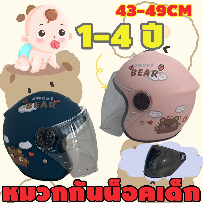 🦄1-4ปี หมวกกันน็อคเด็กขนาดเล็ก อัพเกรดความแข็งแรง ปลอดภัยยิ่งขึ้น กันลม ใช้ขี่จักรยาน/มอเตอร์ไซค์ได้