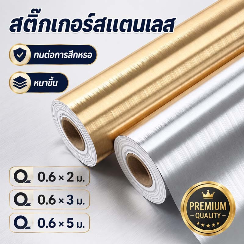 สติ๊กเกอร์สแตนเลส กันน้ำ กันเปื้อน หนาขึ้น ทนต่อการสึกหรอ ประตูลิฟต์ /ประตูตู้เย็น / พื้นผิวตู้ครัว