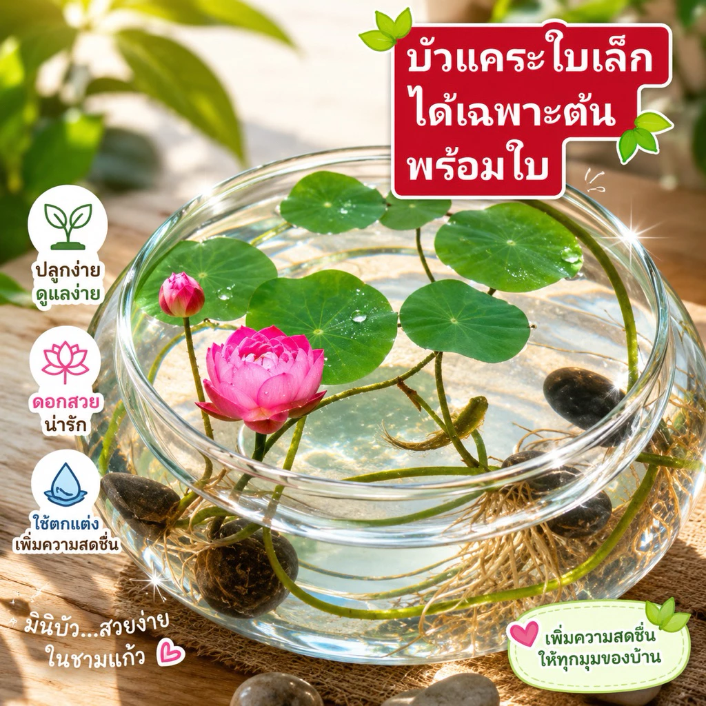 🌈🌴บัวแคระ (1แถม1) ใบเล็ก🌳 ขายทั้งต้น ลงอ่างปลาได้ เลี้ยงในบ้านได้