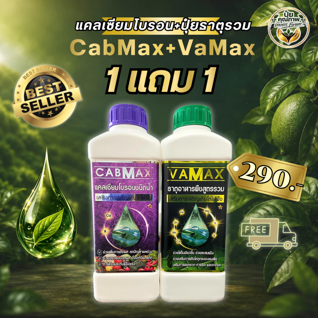 [1แถม1] CabMax+VaMax แคลเซียมโบรอนเข้มข้ม แถม ปุ๋ยธาตุรวม พิเศษ