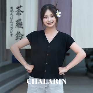 (7 สี) เสื้อคอวีแขนเลย กระดุม ไซส์ S - 4XL ผ้าฝ้ายฟอกนุ่มเชียงใหม่