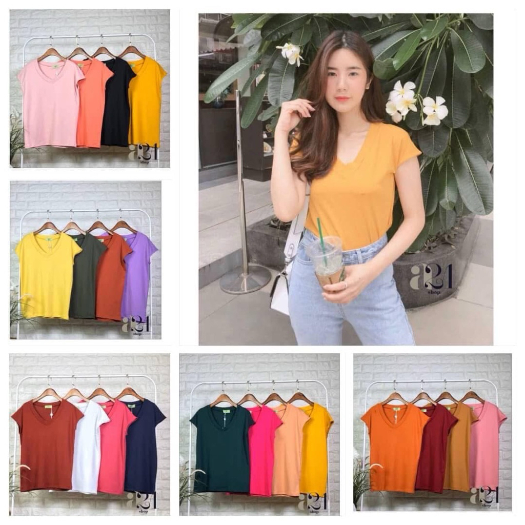 เสื้อยืดคอวี ทรงแขนล้ำ งาน A21 Shop