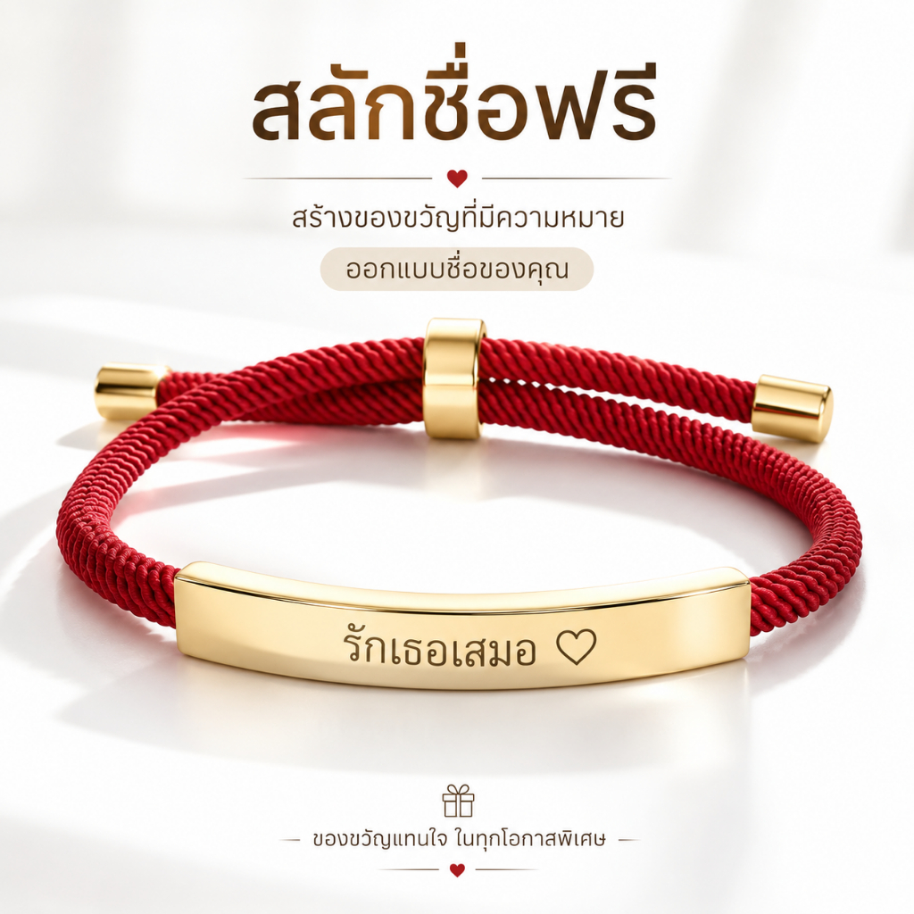 สร้อยข้อมือคู่รักสลักชื่อฟรี กำไลเชือกแฟชั่นปรับขนาดได้ ดีไซน์หรู ใส่ชื่อหรือข้อความพิเศษ ของขวัญวันเกิด วาเลนไทน์ และวั