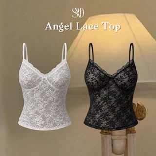 SPND【พร้อมส่ง】Angel Lace TOP เสื้อสายเดี่ยวลูกไม้ซีทรูทรงเข้ารูป ดีไซน์หรู ใส่แล้วดูแพง มี4สี(A131)