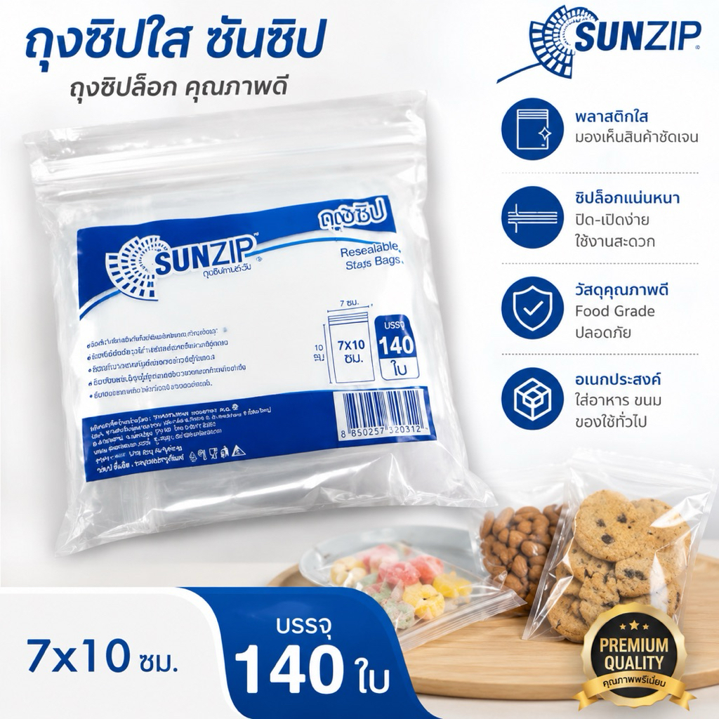 ถุงซิปล็อก SUNZIP คุณภาพดี