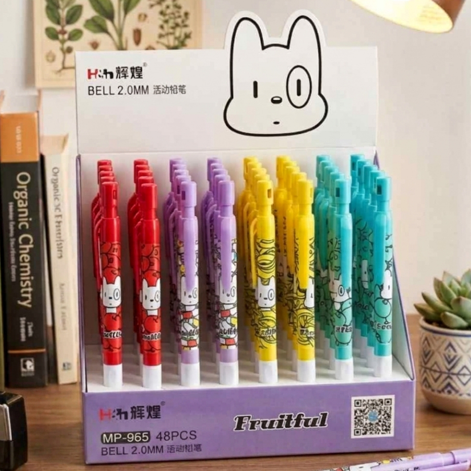 🎀กล่อง 48 ด้าม✏️ดินสอกดไส้ 2.0MM. 2B มีที่เหลาในตัว ลายการ์ตูน น่ารัก หลากสีสัน น่าใช้ เครื่องเขียนสำนักงาน โรงเรียน  🎀