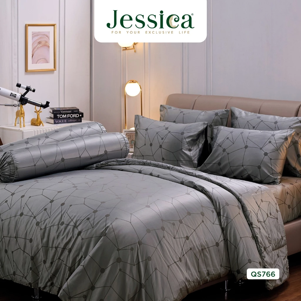 Jessica Jacquard Silk Shine 500 เส้นด้าย QS766 ชุดเครื่องนอน ผ้าปูที่นอน ผ้าห่มนวม ผ้าทอลายเรียบหรู สามารถป้องกันไรฝุ่น