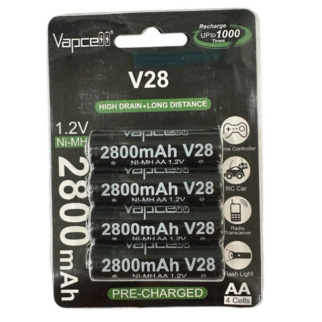 ถ่านชาร์จVapcell V28 AA 2800mAh1.2Vแพค4ก้อน ของแท้