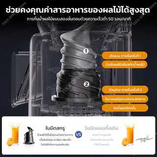 Tixx เครื่องสกัดน้ำผลไม้แยกกาก ปากกว้าง 147มม ความจุ 1.9L ถอดล้างง่าย ใช้ในบ้านและธุรกิจ Slow Juicer