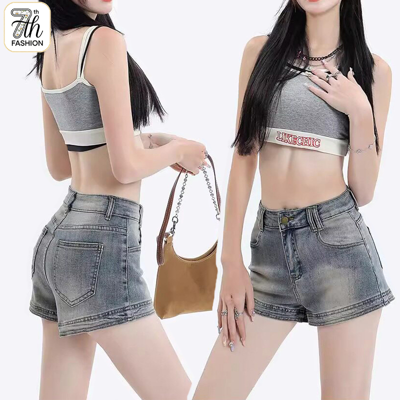 👖 กางเกงขาสั้นยีนส์เอวสูง สีฟ้าวินเทจ รุ่นใหม่ฤดูร้อน ผ้านุ่ม ฟิตหุ่น ดูผอมเพรียว เหมาะใส่ทุกโอกาส