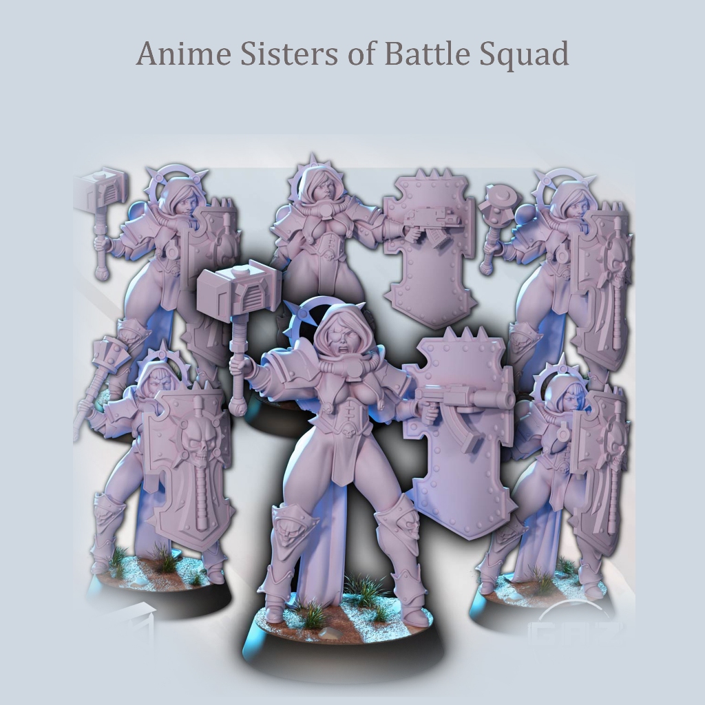Anime Style Imperium Battle Sisters Adepta 3D printed resin model kit wargame proxy