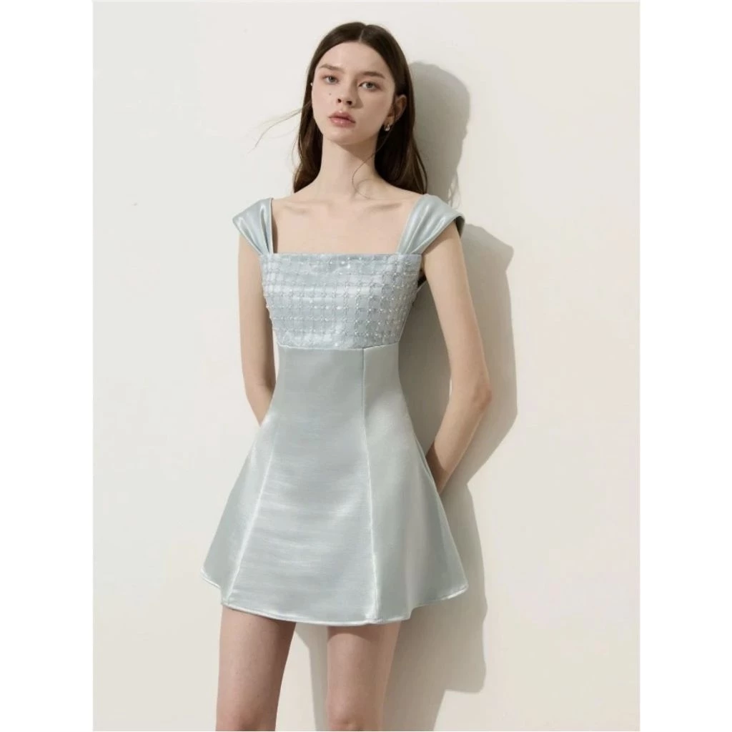 Sora Dress (ฟ้า,ครีม) - งานป้ายเวียดนาม พร้อมส่งจากกรุงเทพ
