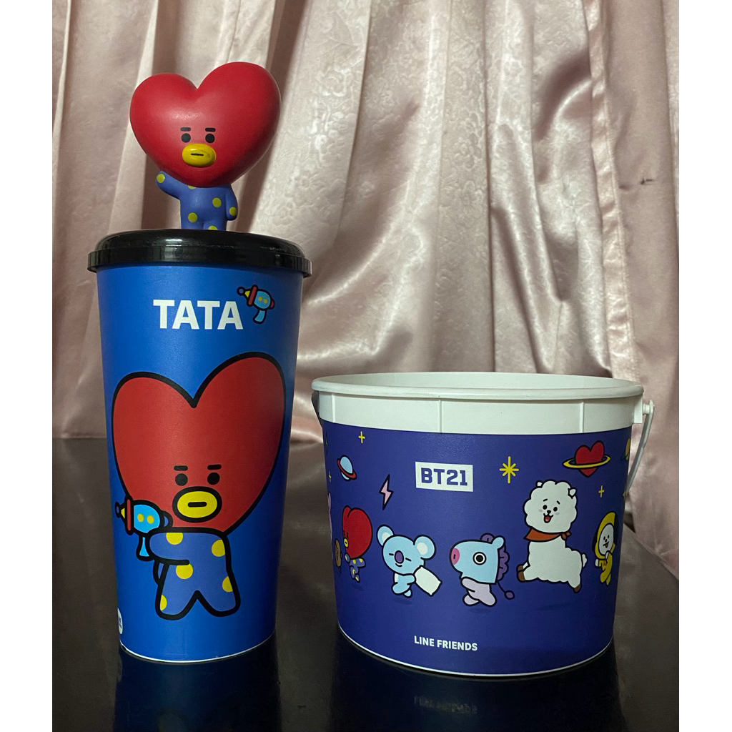 ถังป๊อปคอร์น & แก้ว SF ( BT21 TATA ) ของแท้จากหน้าโรงหนัง SF