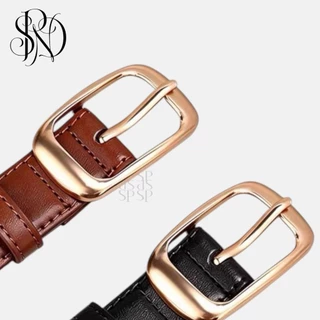 SPND【พร้อมส่ง】เข็มขัดหนังเรียบหรู หัวทองคลาสสิก ใช้ได้ทั้งผู้ชายผู้หญิง มี2สี#HX-108