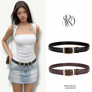 SPND【พร้อมส่ง】เข็มขัดหนังเรียบหรู หัวทองคลาสสิก ใช้ได้ทั้งผู้ชายผู้หญิง มี2สี#HX-108