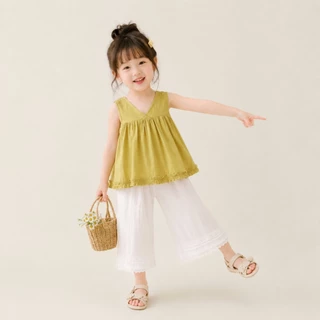 Hania kids พร้อมส่ง - ชุดเซ็ตเสื้อแขนกุดกางเกงขายาว ใส่สบายชุดเด็กผู้หญิง - K5125792