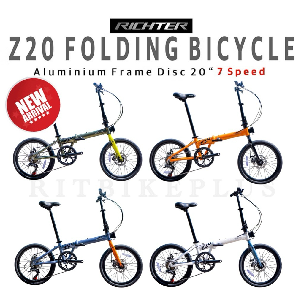 New2026 จักรยานพับได้ RICHTER รุ่น Z20 เฟรมอลู ชุดเกียร์Shimano 7 spล้อ 20 นิ้ว ดิสก์เบรคหน้าหลัง(แถ