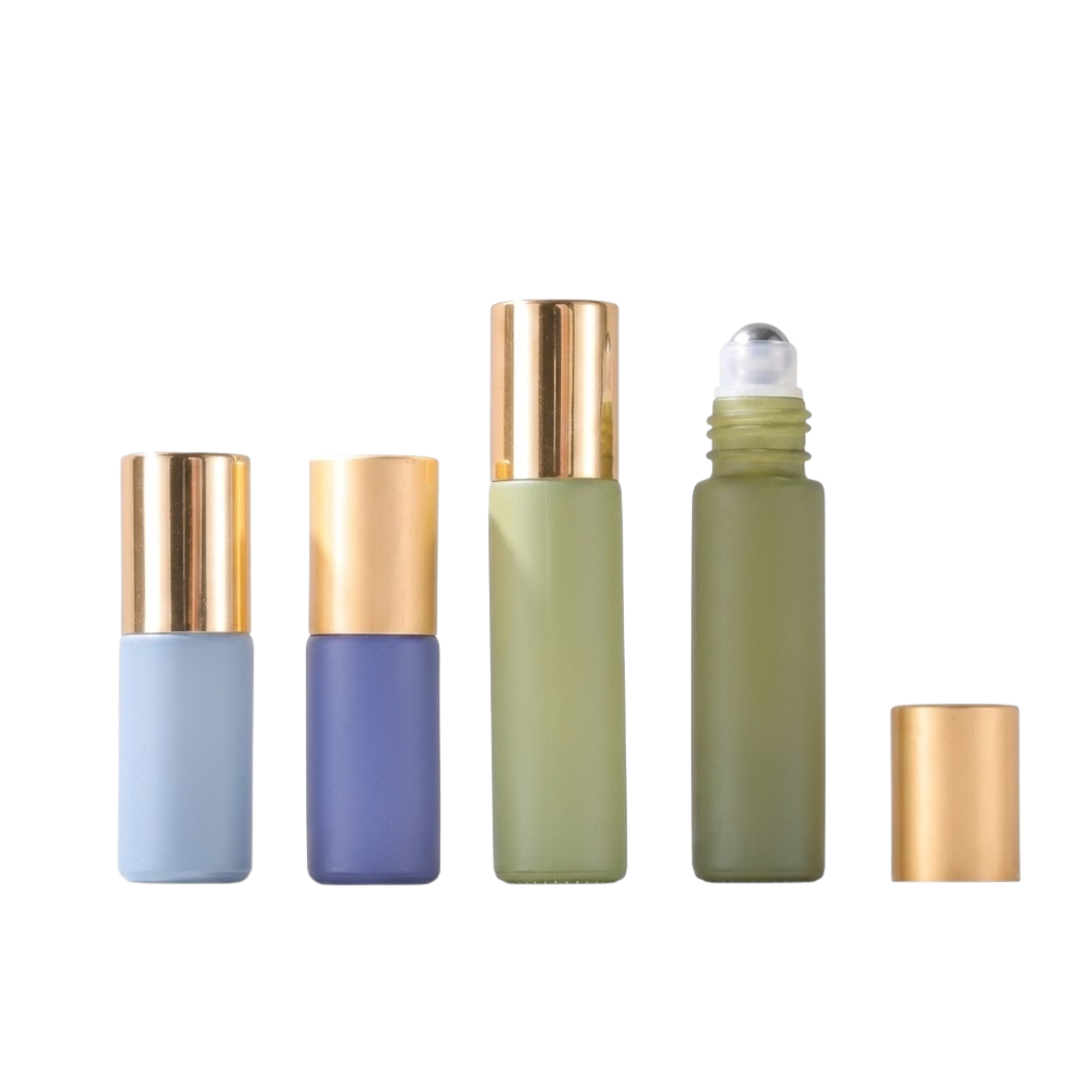 PACPAC  ขวดลูกกลิ้งแก้วแบบสี 10ml ฝาทอง ขวดแบ่งน้ำหอม พรีเมียม พกพา GS006