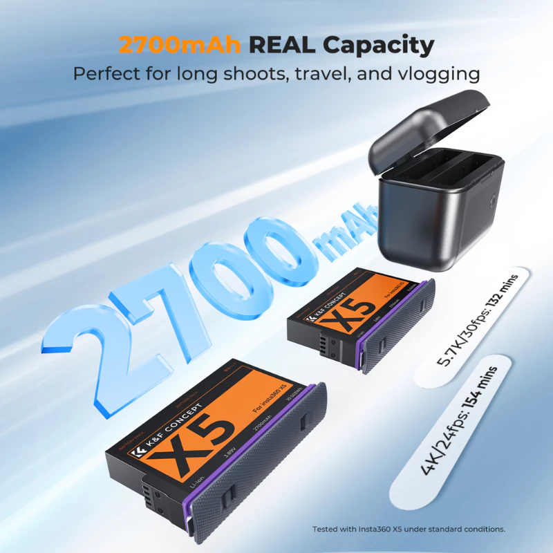 K&F Insta360 X5 Battery & Smart Charging Case thumbnail 5