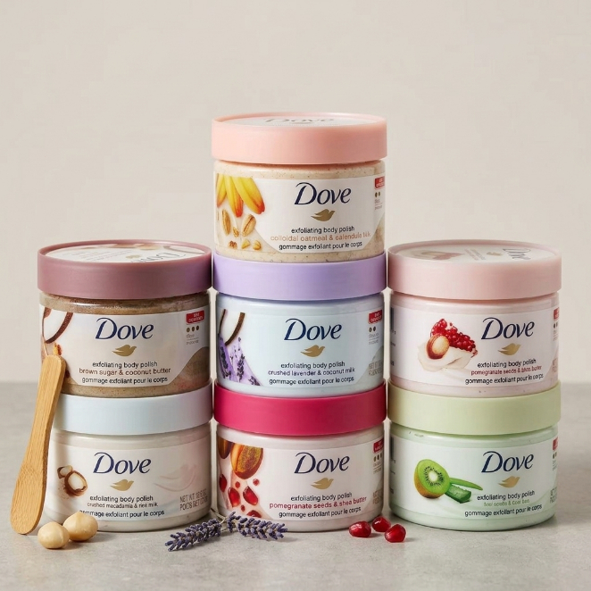 Exfoliating Body Polish สครับขัดผิวโดฟ [หลายสูตร] ช่วยให้ผิวกระจ่างใส เนียนนุ่ม ชุ่มชื้น 298g