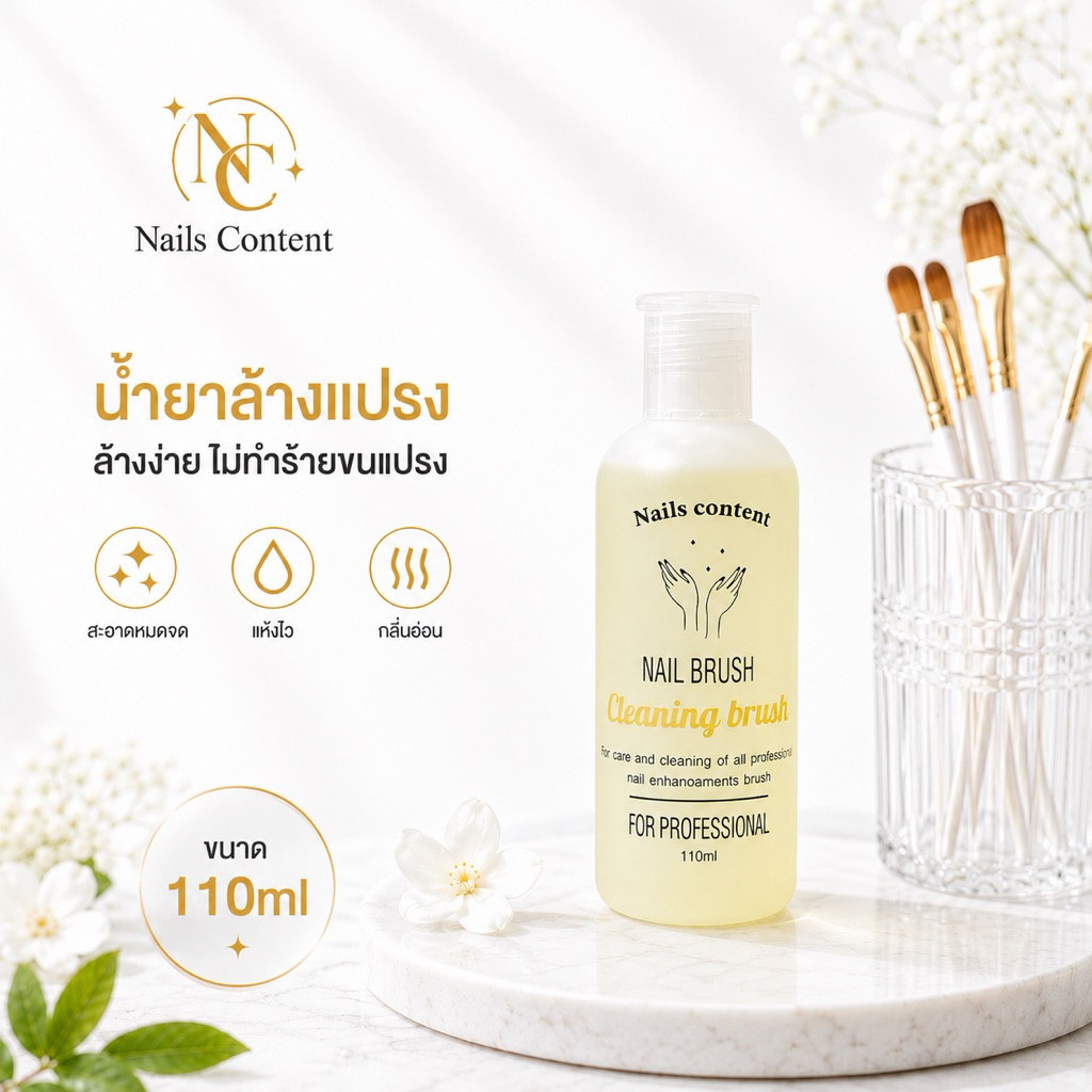 น้ำยาล้างพู่กัน 110 ml สำหรับล้างพู่กัน ล้างแปรงทาสี  ใช้สำหรับล้าง พู่กันต่อเล็บอะคริลิค พู่กันต่อเล็บเจล