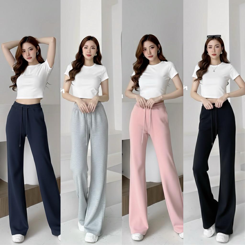 กางเกงขายาวขาม้ารูดเอวผ้านิ่ม Cloudy Pants